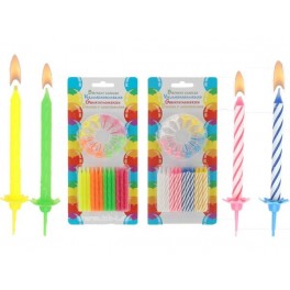 Geburtstagskerzen 24 Stk. und 12 Halter Blister